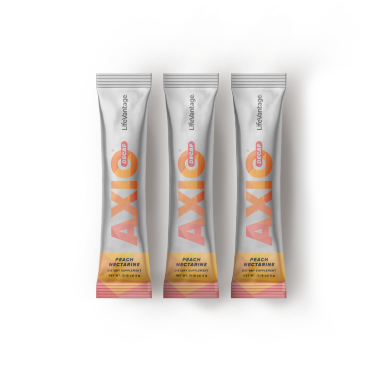 AXIO® Decaf stick packs in peach nectar flavor