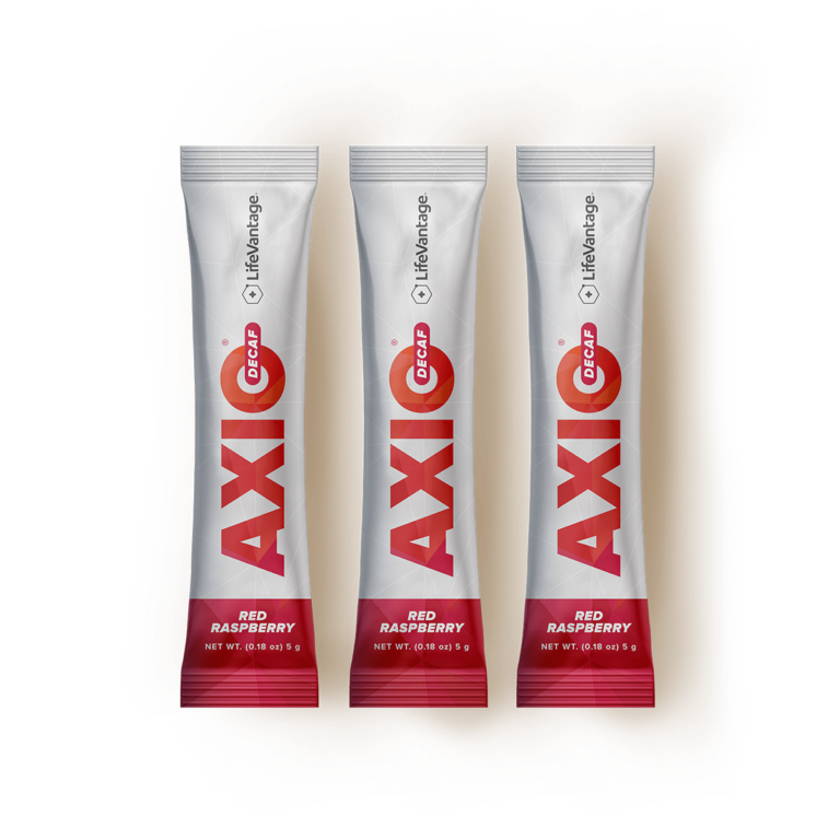 AXIO® Decaf stick packs in red raspberry flavor