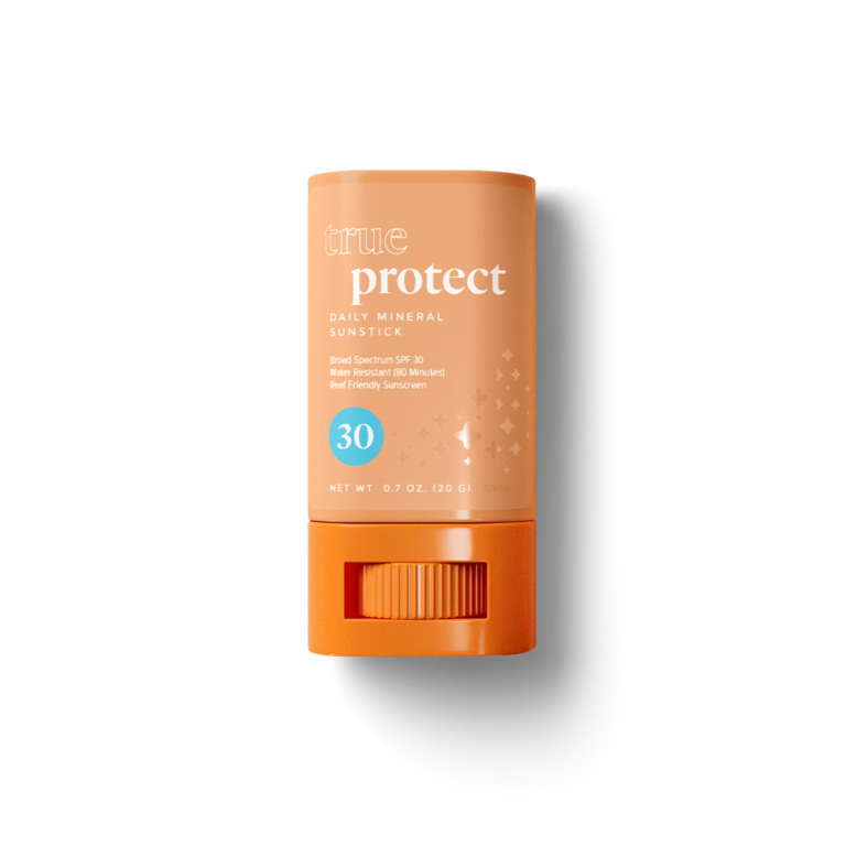 TrueScience TrueProtect Daily Mineral Sunstick tube upright on white background