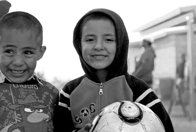 Young boys with soccer ball