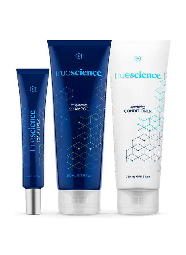 Bottles of TrueScience Hair Care System